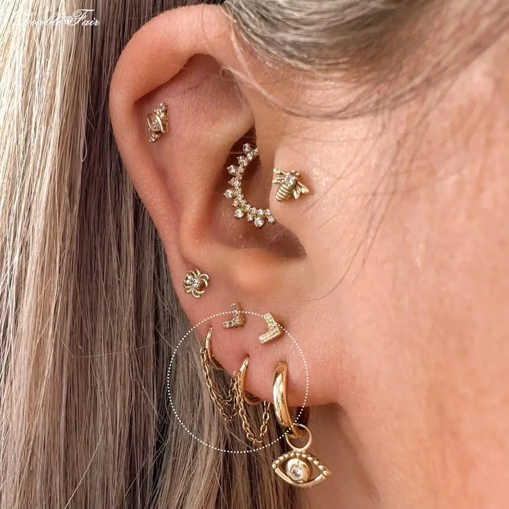 Jewelry Conch Piercing In Titanio Per Orecchio (16G, Stella, Perfetto Per Trago O Elica!) 3/8 Septum Ring