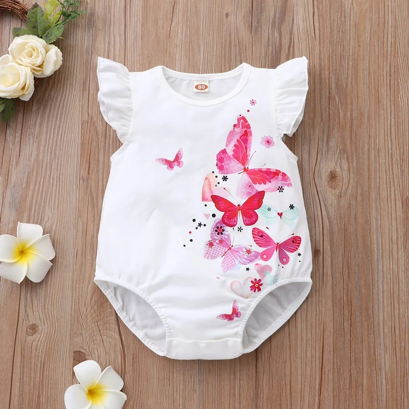 2022 New Summer Baby Clothes Girl Sweet 2 Pcs Sets Floral Bow Lace Baby Bodysuits+hat Party Birthday Princess Baby Rompers 0-18M baby bodysuit dress