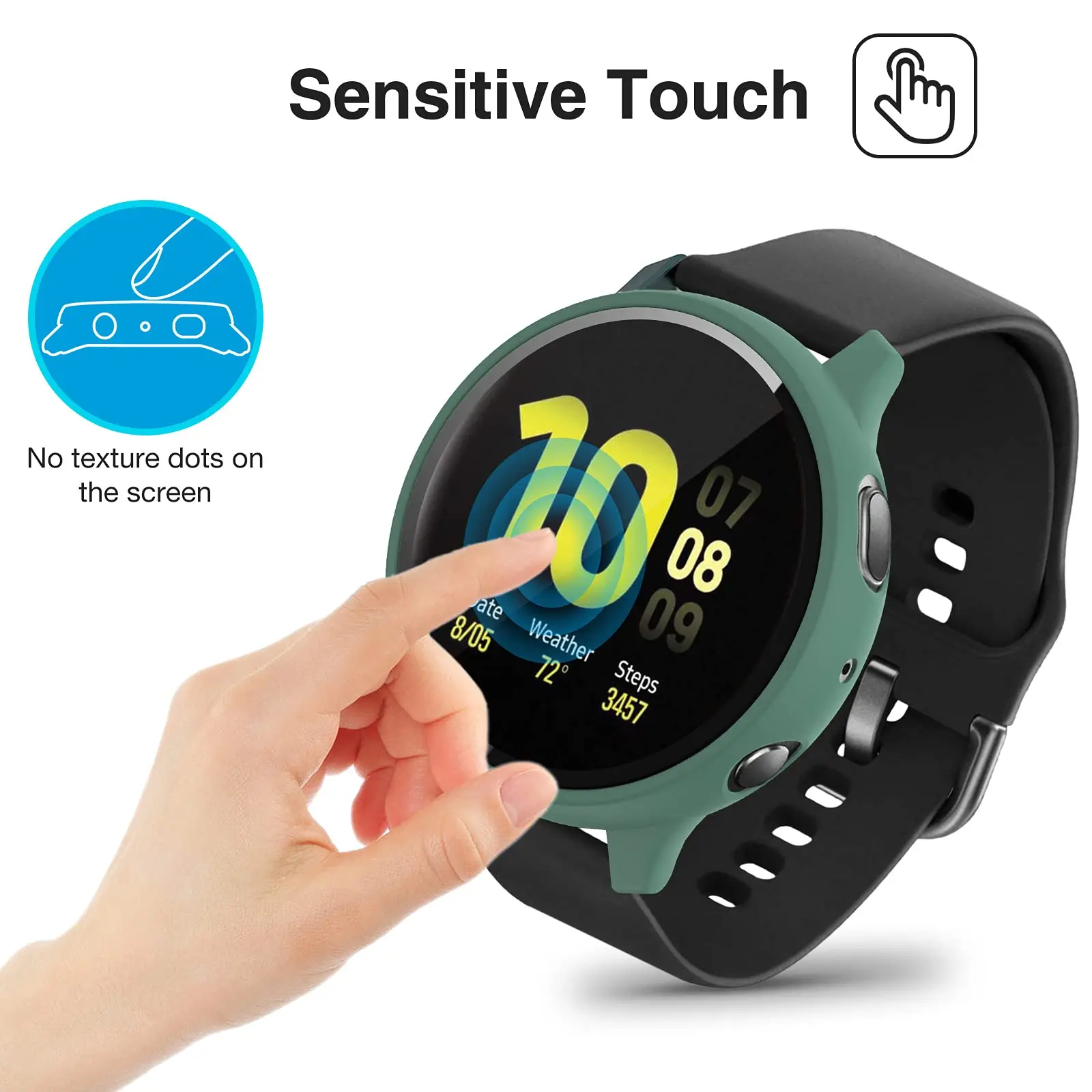 PC Hard Case for Samsung Galaxy Active 2 44mm 40mm Bumper Full Around Glass+ Screen Protector Cover for Galaxy Watch Active 2