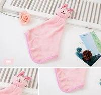 New Coral Velvet Hand Towel Cartoon Animal Rabbit Kitchen Hanging Bath Wipe Towel Washcloths Kids Handkerchief 6