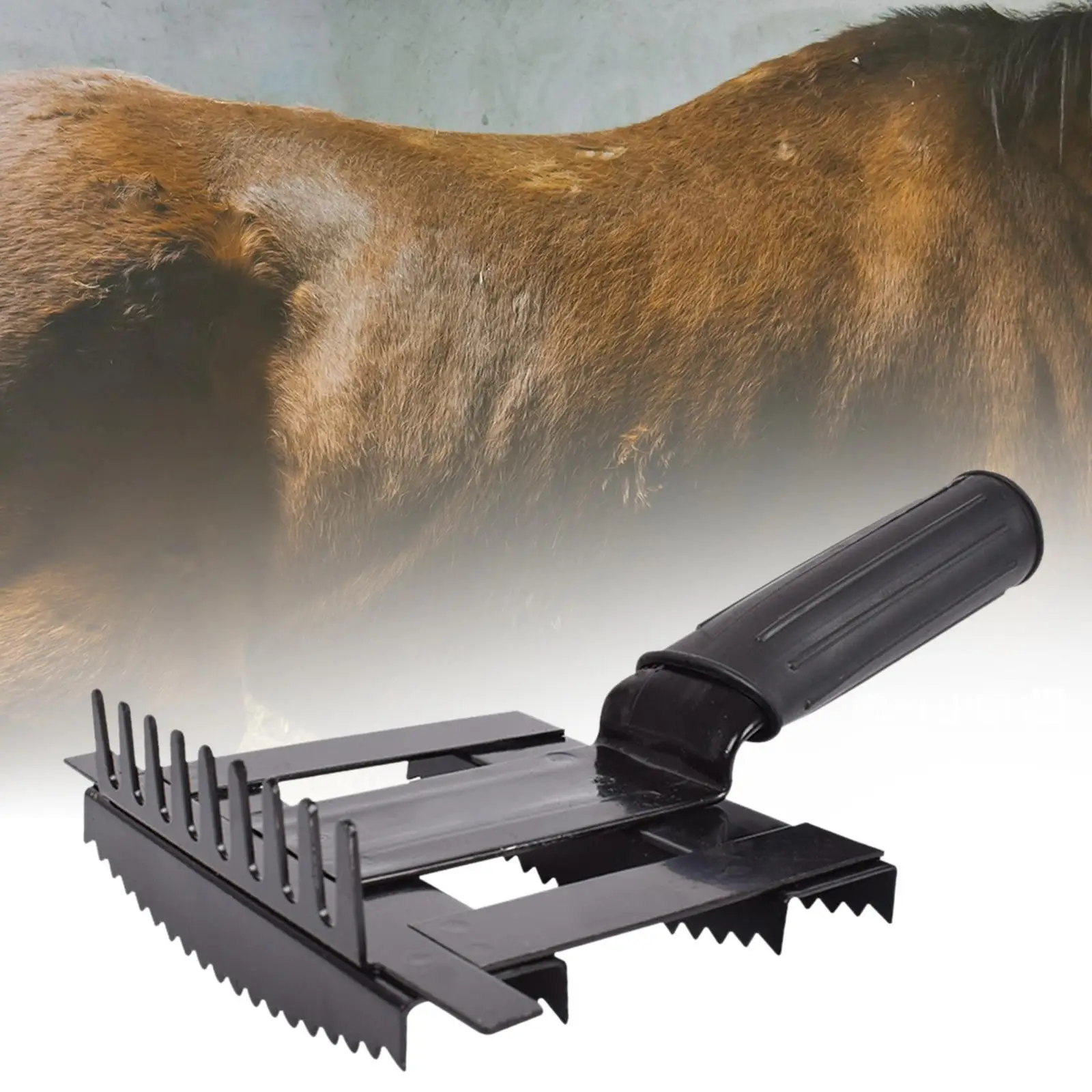 Livestock Shedding Comb Portable Bull Hair Brush Sturdy Comfortable Grip Deshedding Tool for Dog, Bull Sheep, Cow, Horses