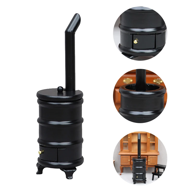 

1:12 Scale Mini Stove Chimney Retro Stove Model Dollhouse Miniature Kitchen Scene Toy Doll House Furniture Decor Accessories