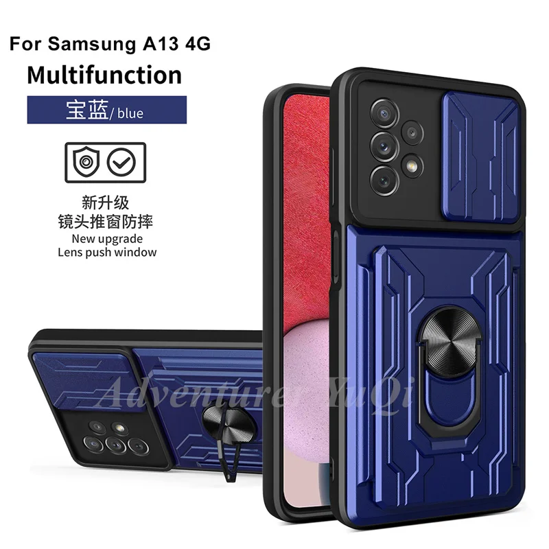 galaxy s22+ leather case Shockproof Bumper Armor Case for Samsung Galaxy A13 A12 A03 CORE S22 Ultra Plus4G 5G Anti Drop Ring Kickstand Card Pocket cheap galaxy s22+ case