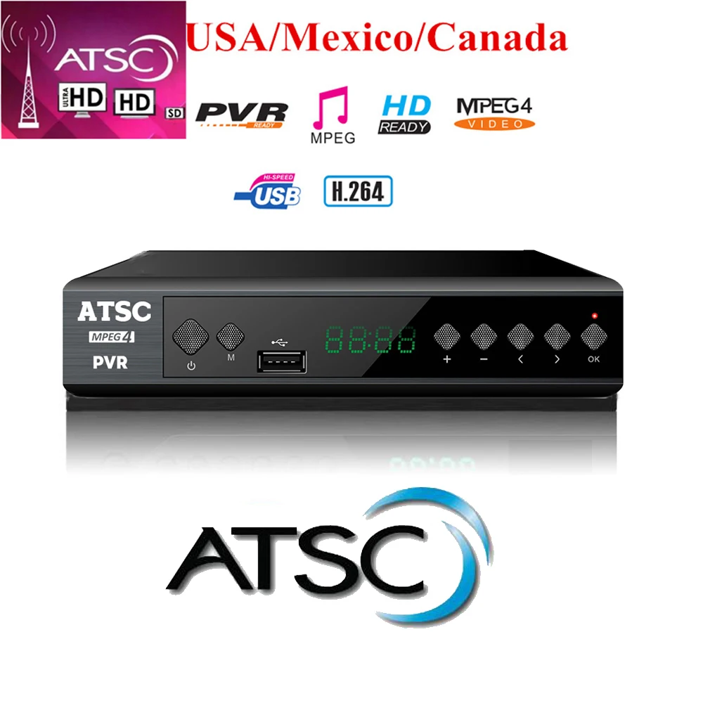 USA Mexico Canada Atsc-t Terrestrial Digital TV Receiver FTA Tv Tuner Atsc Tv Box Dolby Ac3 Atsc Digital Broadcast Smart Tv Box
