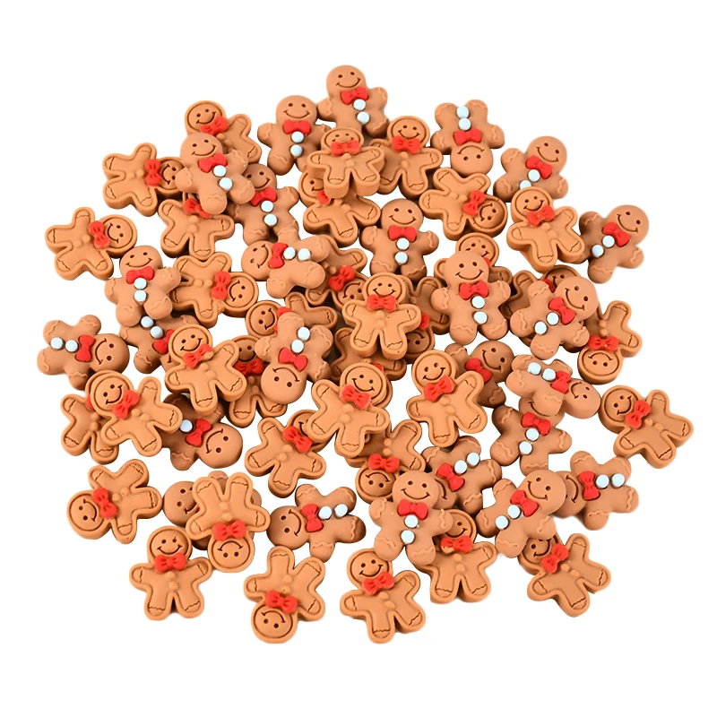 10/20Pcs Christmas Gingerbread Man Resin Flatback Cabochon Figurine Scrapbook Xmas Decoration Ornaments DIY Jewelry Accessories