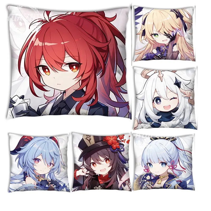 

Famous Games Genshin Impact Peach Skin Pillow Cover Comfortable Aesthetics Sofa Car Seat Cushion Suitable Living Room Bedroom