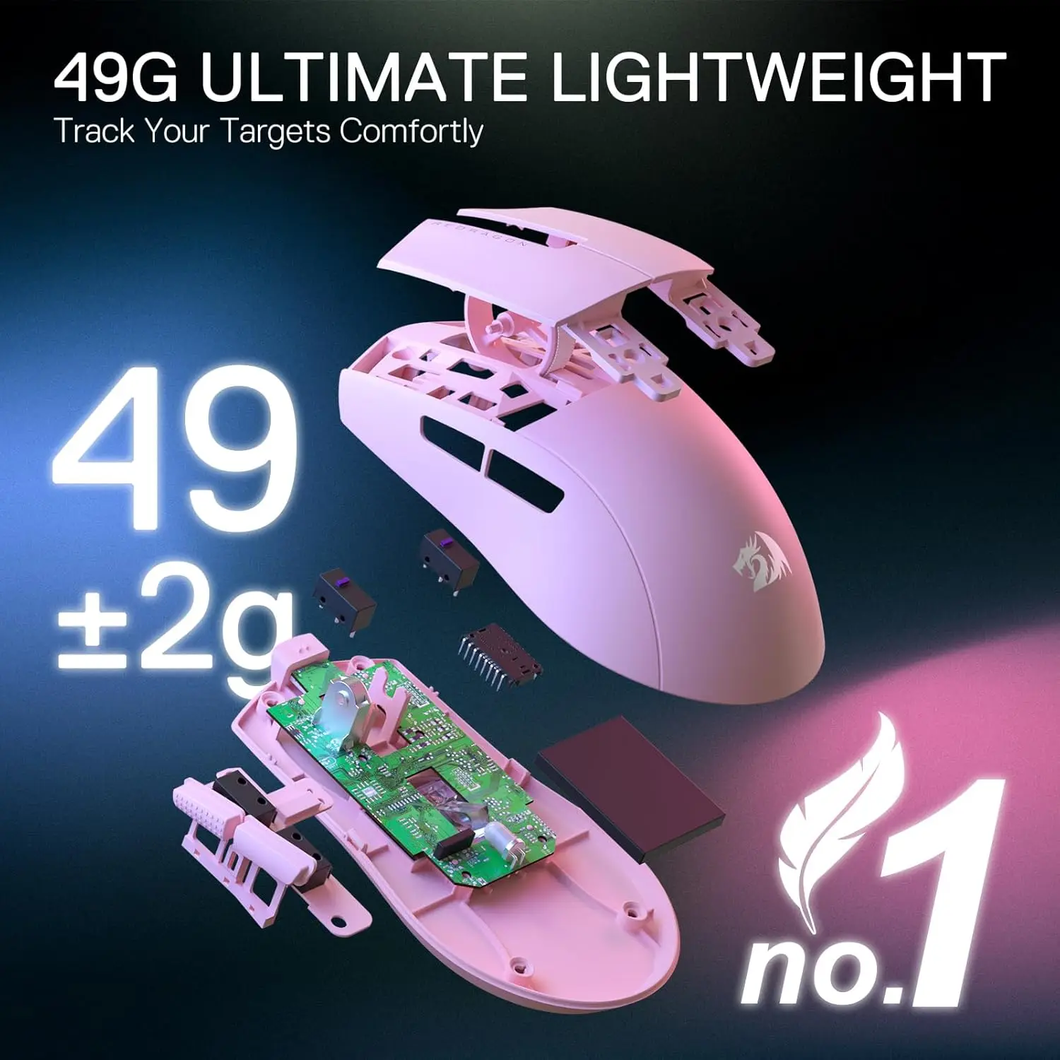 Redragon M916 PRO Wireless Gaming Mouse 3-Mode 49G Ultra-Light 26K DPI