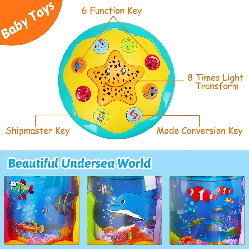 Proyector giratorio de luz del océano para bebés de 1 a 3 años, juguetes musicales Montessori, juguetes sensoriales educativos tempranos para niños pequeños, regalos