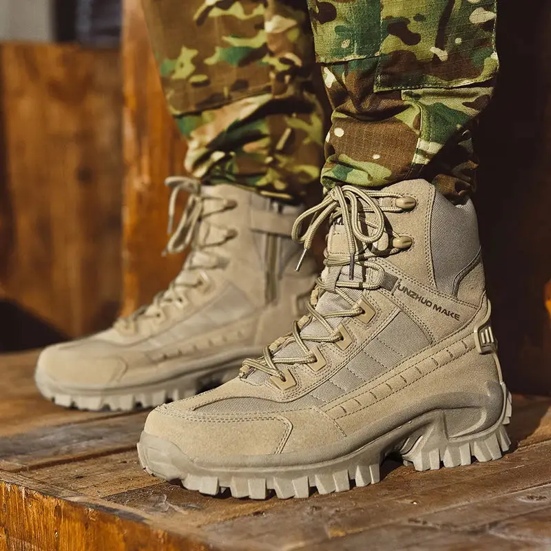 

Men Military Tactical Boots Outdoor Platform Boots Men Combat High Ankle Boots Mens Military Desert Waterproof Safty Work Shoes