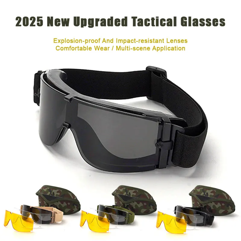 Tactical Goggles Windproof UV400 Protective Eyewear for Shooting Cycling Mountaineering Outdoor Sports