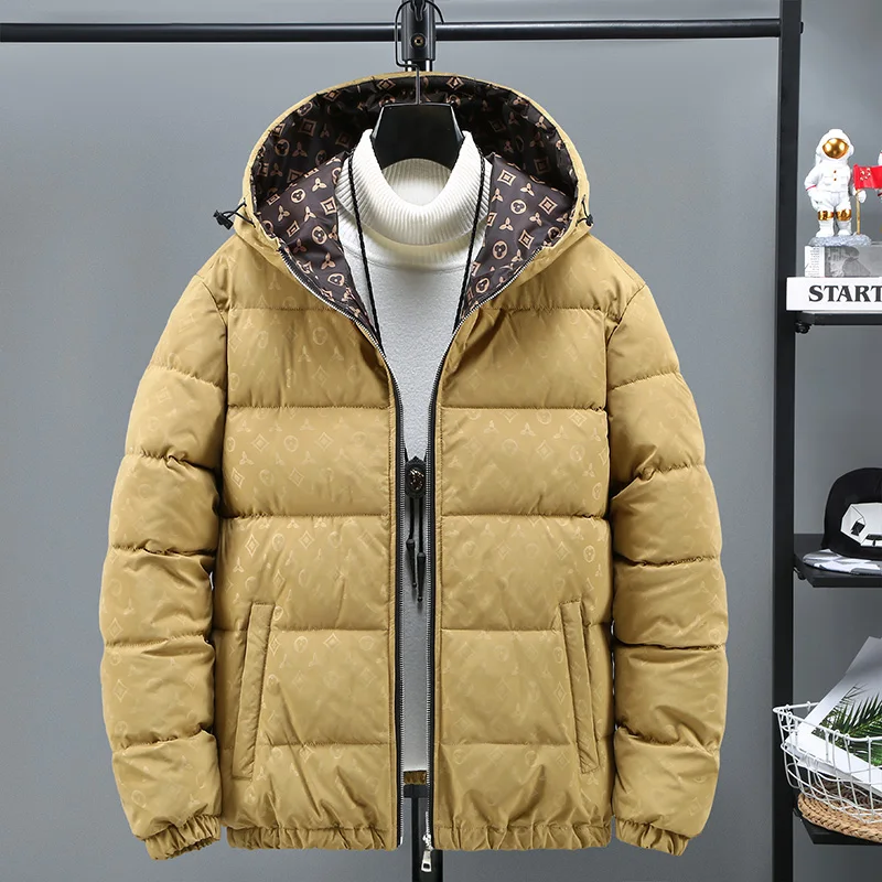 2023 winter new men s hooded down padded jacket youth casual winter padded jacket fashion thickened