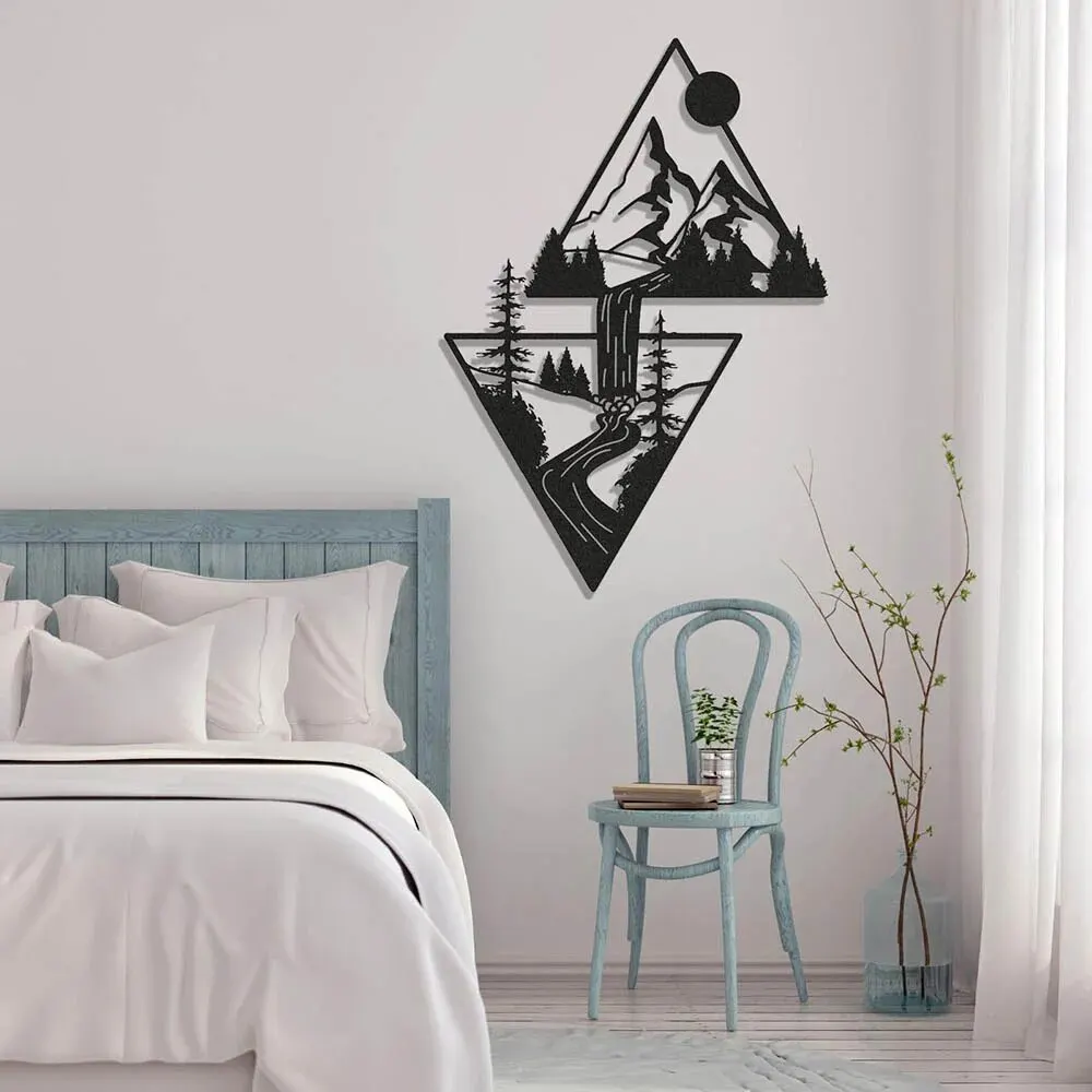 Scenery Theme Decor Wall Art Decorations Mountain Metal Wall Decor Sign Metal Gift Triangle Art For Living Room metal wall decor
