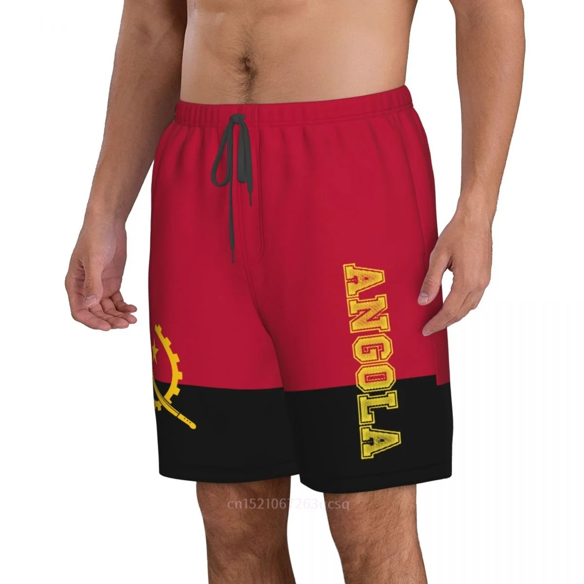2023 Summer Polyester Angola Country Flag 3D Printed Men's Board Shorts Beach Pocket Running Summer Pants 3