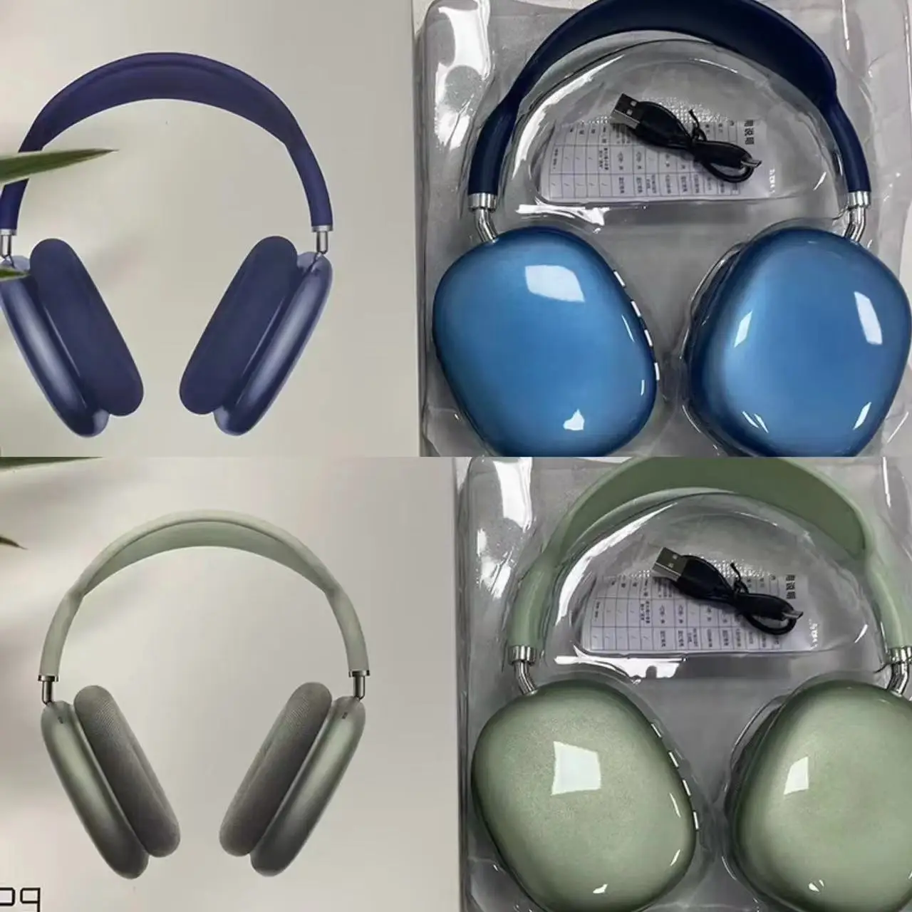 2PCS New P9 wireless Bluetooth headsets Noise-cancelling headsets Microphone sports gaming TF card slot