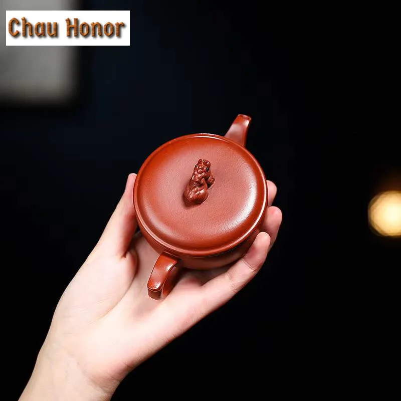 90ml Boutique Yixing Purple Clay Teapot Handmade Beast Lion Hanwa Pot Chinese Zisha Tea Sets Accessories Household Drinkware