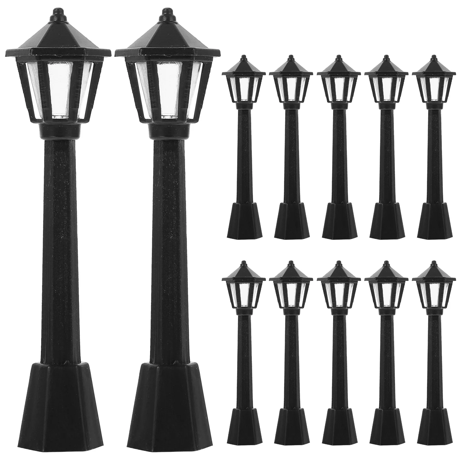 

12 Pcs Bathroom Decorations Fake Street Light Prop Mini DIY Railway Model Vintage Garden Lamp