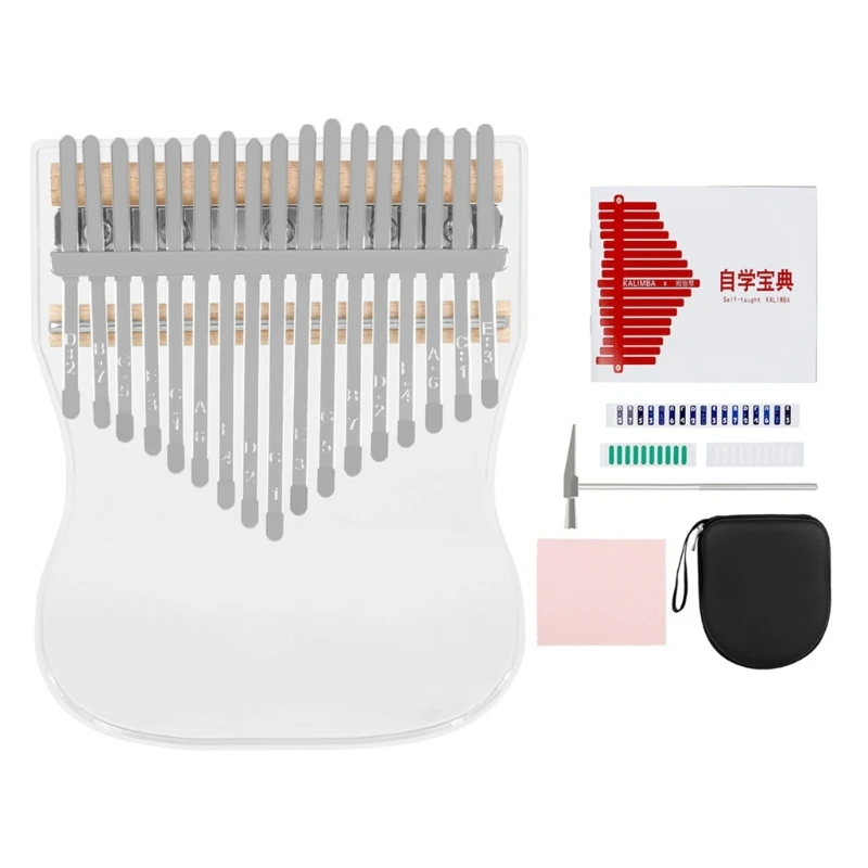 

Portable 17 Keys Mini Kalimba Piano Clear Crystal Finger Piano Thumb Piano Musical Instrument Christmas Gift for Drop Shipping