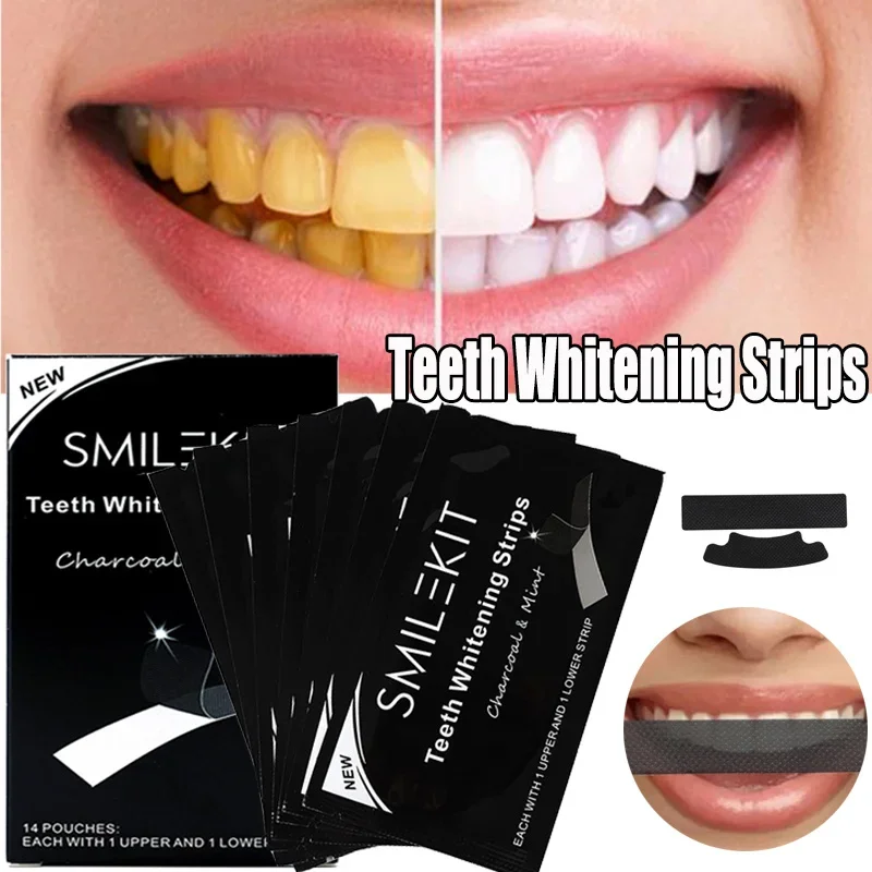 Professional Teeth Whitening Gel Strips Oral Hygiene Care Double Elastic Tooth Bleaching Strip False Teeth Veneers Tool 7 Pairs teeth whitening gel teeth whitening strips