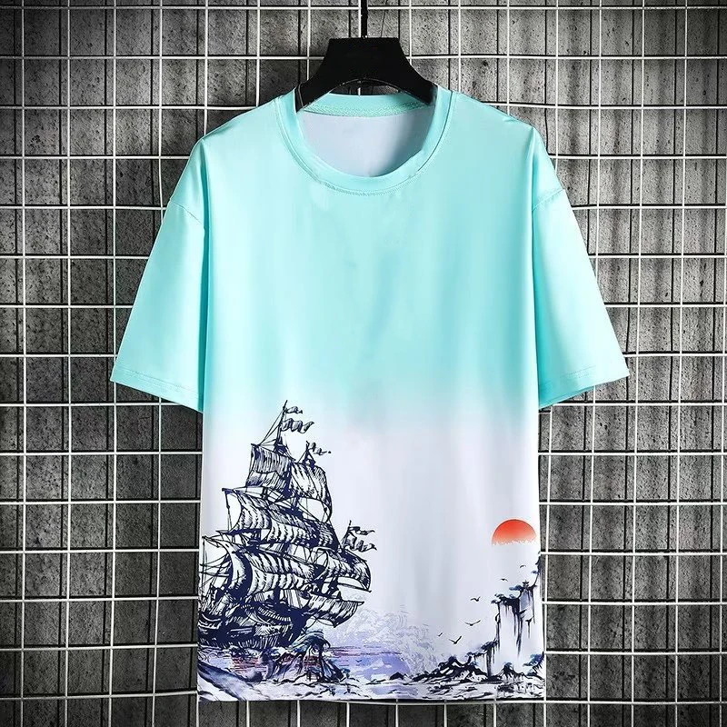Mens Summer Short Sleeve Chinese Style T Shirt