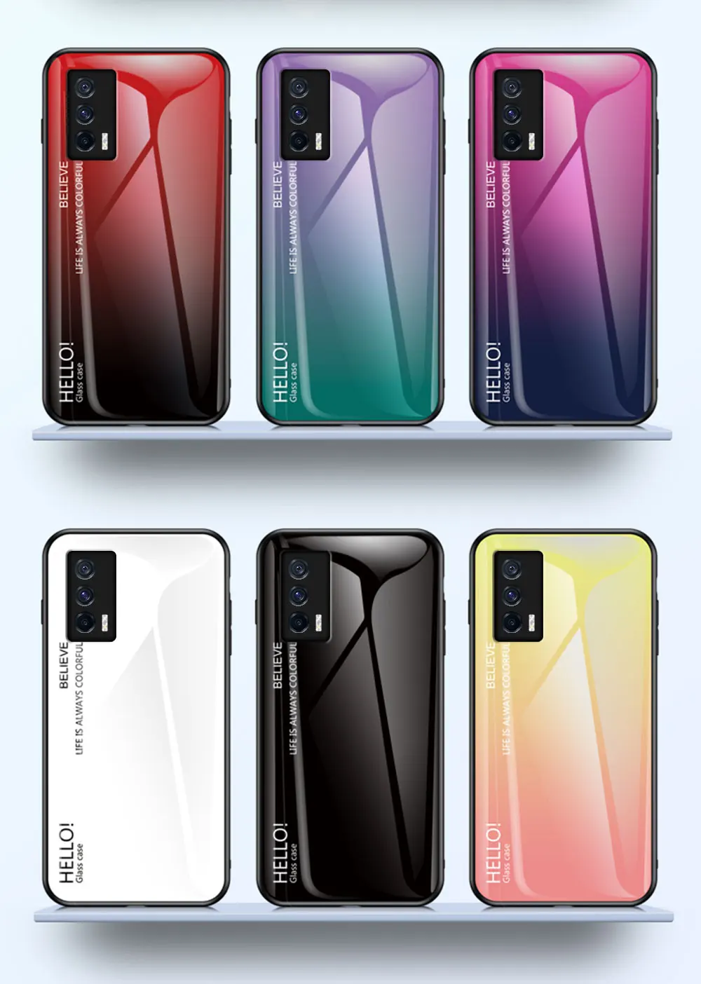 IQOO 9 Pro Case DECLAREYAO Capa de vidro rígido para VIVO IQOO 8 7 5 Pro Neo 6 3 Capa Moldura de silicone Ultra Slim Vidro temperado_voghion.com