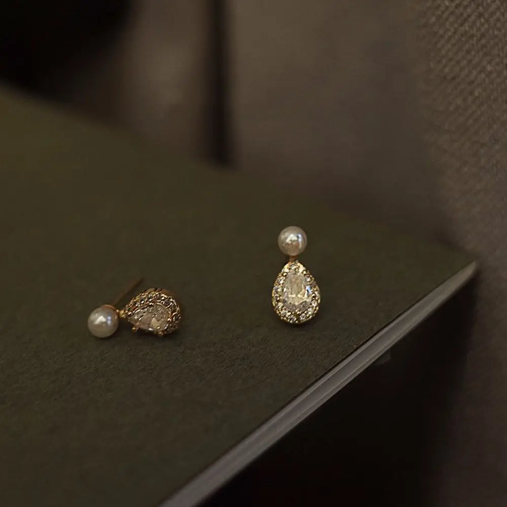 

Модные простые свадебные украшения из циркона, серьги-гвоздики в форме капли воды для девочек, жемчужные серьги-гвоздики, висячие серьги, корейские серьги для женщин