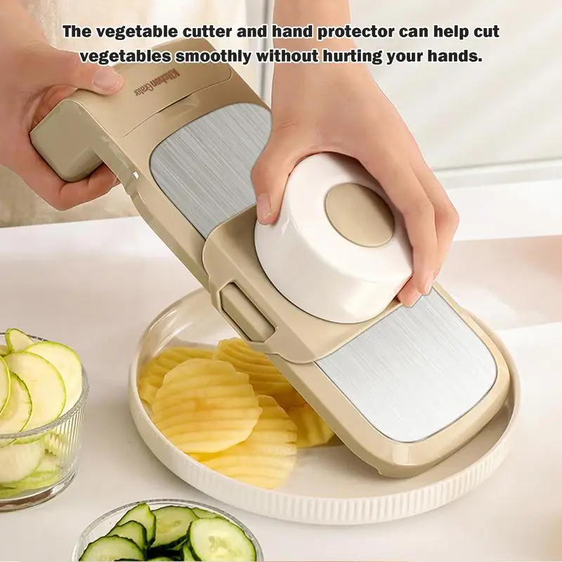 

Potato Slicer Stainless Steel Cucumber Slice Kitchen Handheld Slicer with Container Vegetable Slicer for Food Tomato Onion