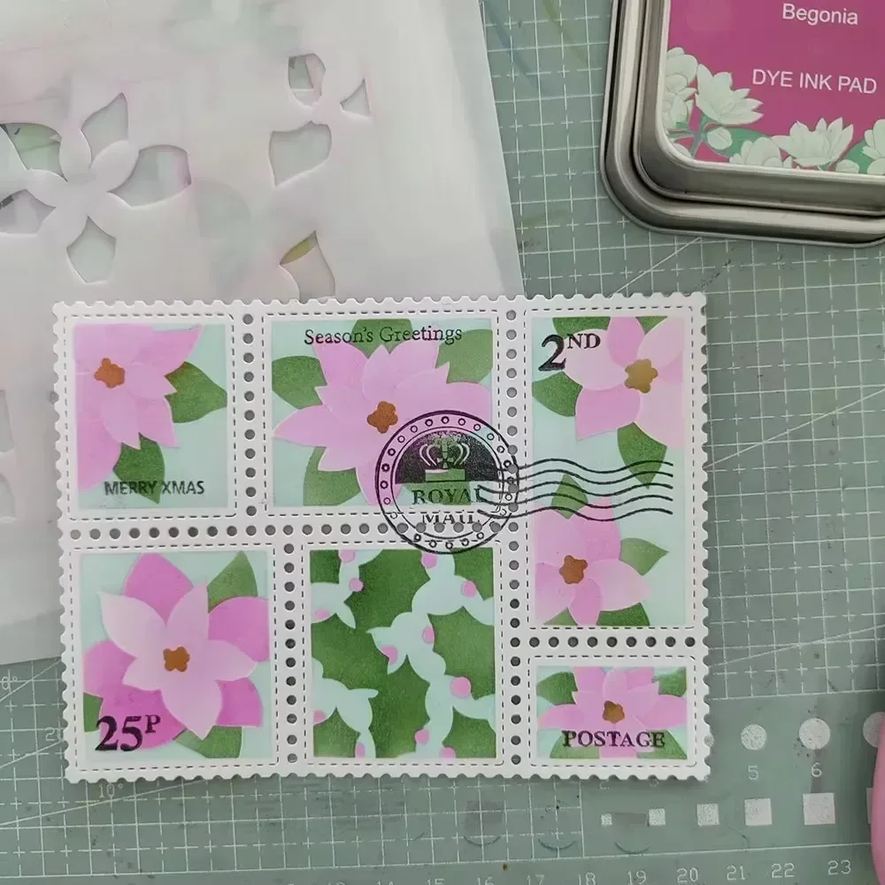 Postage Metal cutting die Stencil Clear stamp Card making Scrapbook Dec