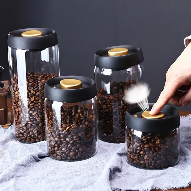 Vacuum Sealed Jar Coffee Bean Storage Bottle Kitchen Food Grain Tea Glass Jar Fresh Storage Jar Kitchen Accessories Oil jar Vase 3