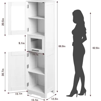 Narrow Storage Cabinet With Doors and Adjustable Shelf Tall Bathroom Cabinet Furniture Cabinets Home Freight Free 4