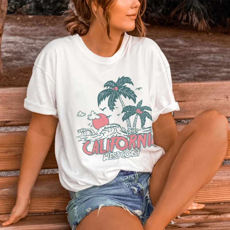 

California Coconut T Women T-Shirt Mushroom Tops Cowgirl Vintage Western Rodeo Graphic Tee Short Sleeve Cute Retro T Shirt Tops