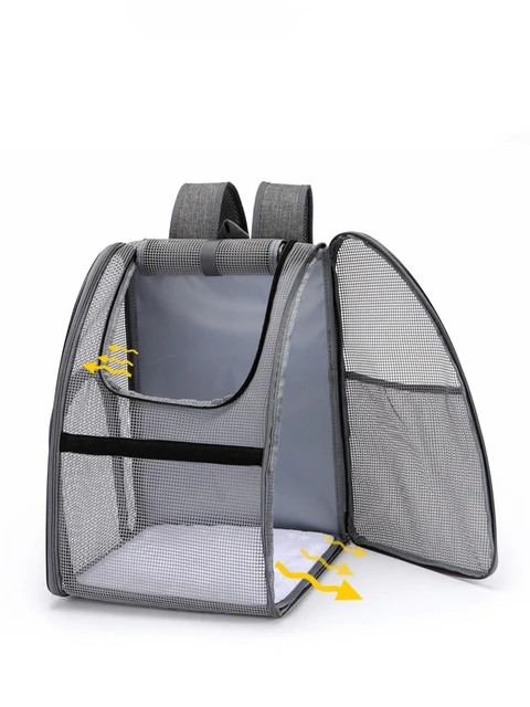 Pet backpack dog cat small dog out wire fully transparent backpack portable foldable backpack breathable pet supplies 5