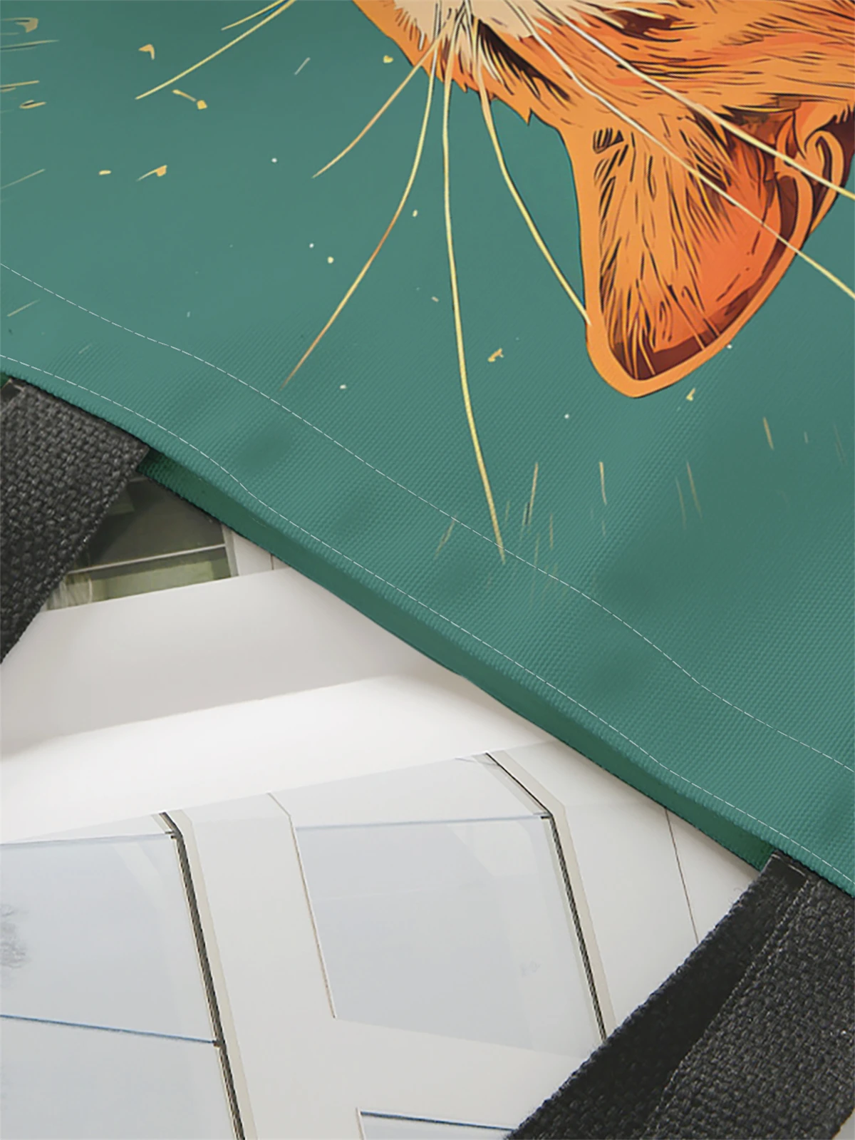 1 piece, cat pattern handbag, reusable fashionable handbag, multifunctional handbag, printed canvas shopping bag