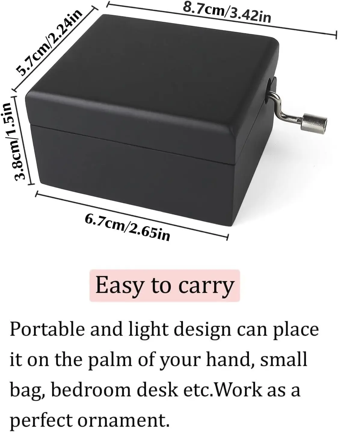 SOFTALK Bohemian Rhapsody Black Mirror Hand operated Solid Wood Music Box Birthday, Christmas, Valentine's Day Gift 4