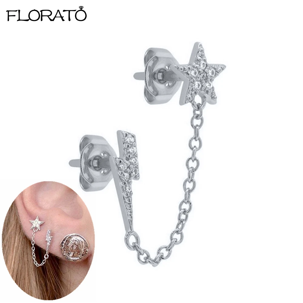 Orecchini pendenti a forma di fulmine in argento sterling