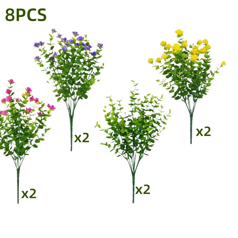 NANQWIN 12 fasci di fiori artificiali per interni ed esterni, fiori artificiali resistenti ai raggi UV, piante da appendere per piante, casa, matrimonio, veranda finestra (6 colori