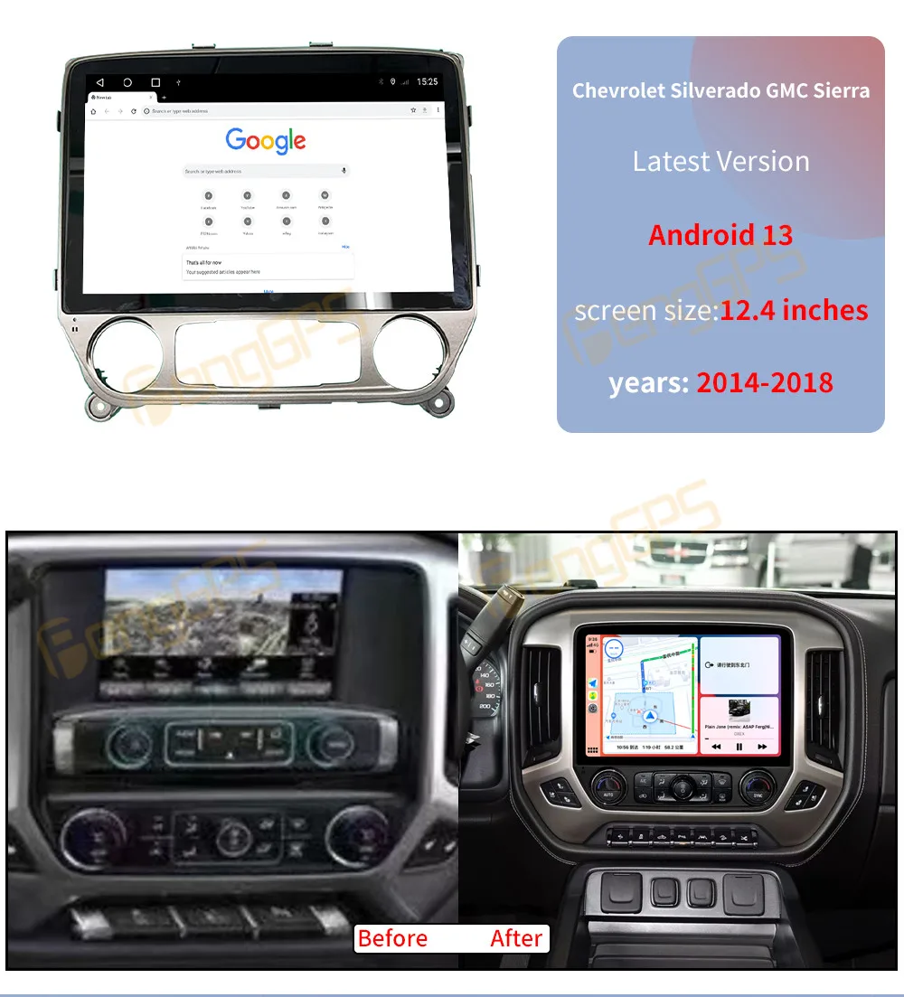 

Android 13 12+256 Car Radio For Chevrolet Silverado GMC Sierra 2014-2018 Car Multimedia Player Stereo GPS Navigation Carplay DSP