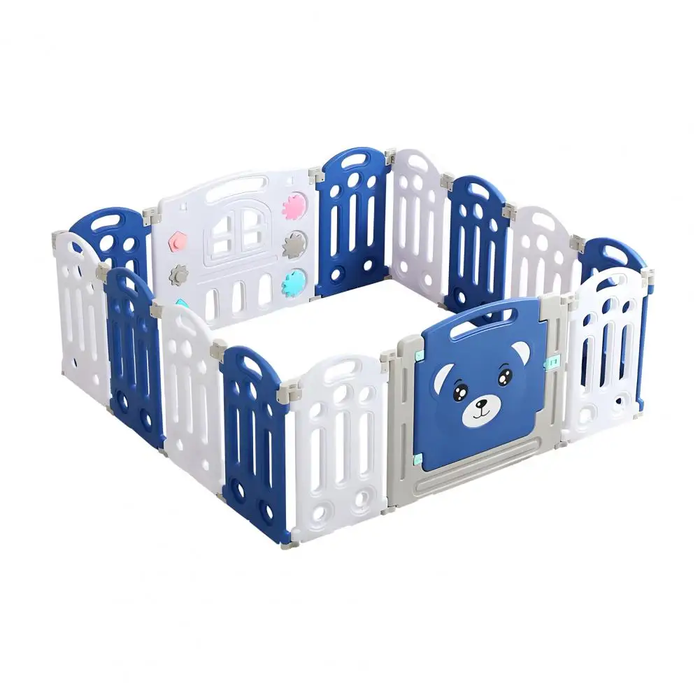 Baby Playpen, Foldable Baby Playpen, Indoor Crawling Grille for Babies and Toddlers, Bear Pattern, 14 Panels 2