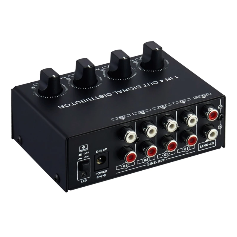 

Convenient Sound Source Selection Splitters 1 Input 4 Output Sound breaker Box Metal Housing