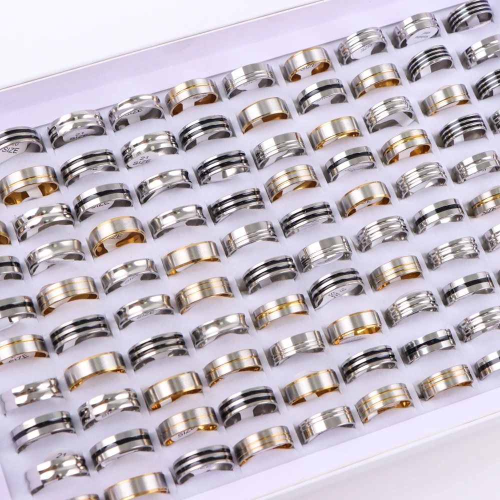 20pcs/lot Fashion Classic Hollow Stripe Luminous Stainless Steel Rings For Party Gift ring set gold color rings couples rings stainless steel ring finger ring gold color ring wedding rings wedding ring adjustable rings