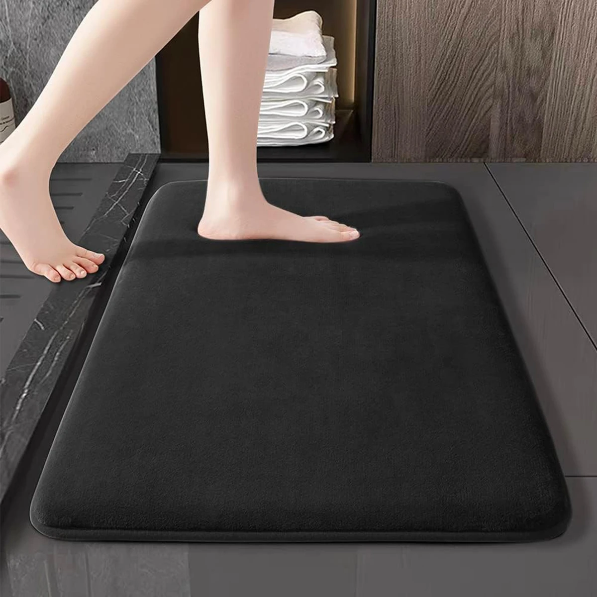 Alfombrilla absorbente para el suelo, antideslizante, de terciopelo coral, para baño, decoración del hogar