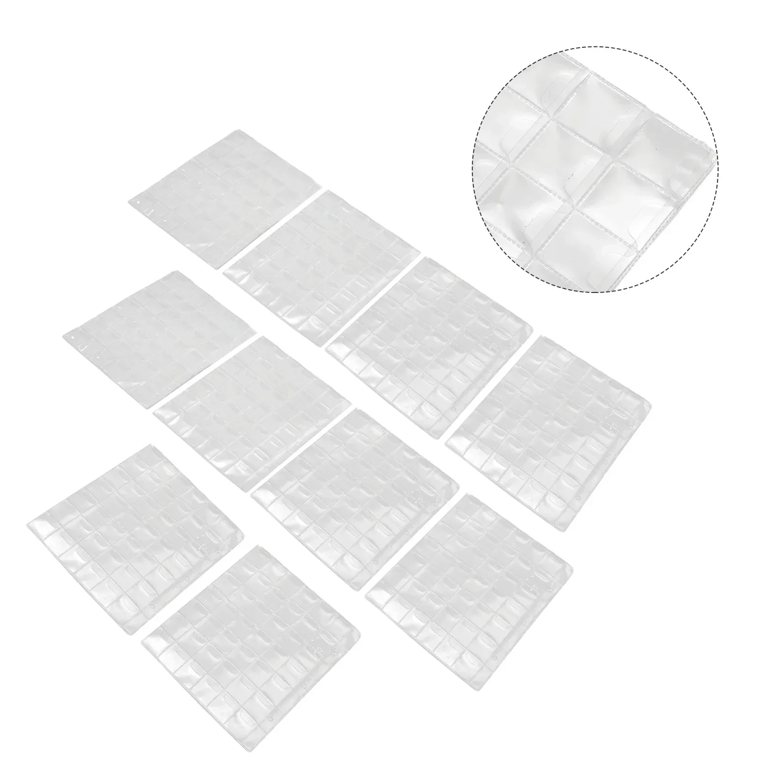 10pcs Clear Plastic Coin Pocket Pages Protector Sheets Pitch 42 Pockets Coin Holder Album Protection Board Collection Container