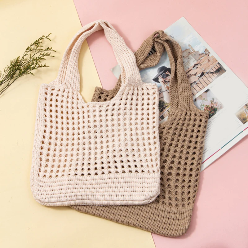 Women Weaving Clutches Top-handle Bag Large Portable Shoulder Bag Summer Beach Purses Shopper Satchel Female Tote Handbags