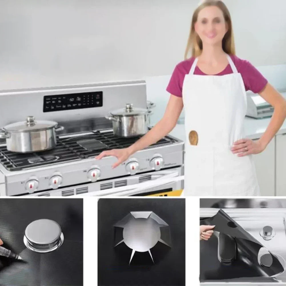 5-Hole Gas Stove Pad Protective Cover Kitchen Cleaning Anti-dirty Non-stick Pad Reusable Stovetop Scratch Protector Pads gas stove pad