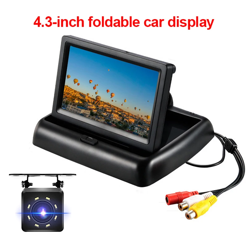 4.3 Polegada instrumento hd desktop display do carro invertendo imagem 12v display opcional desktop ou dobrável display carro dvd - Imagem 2