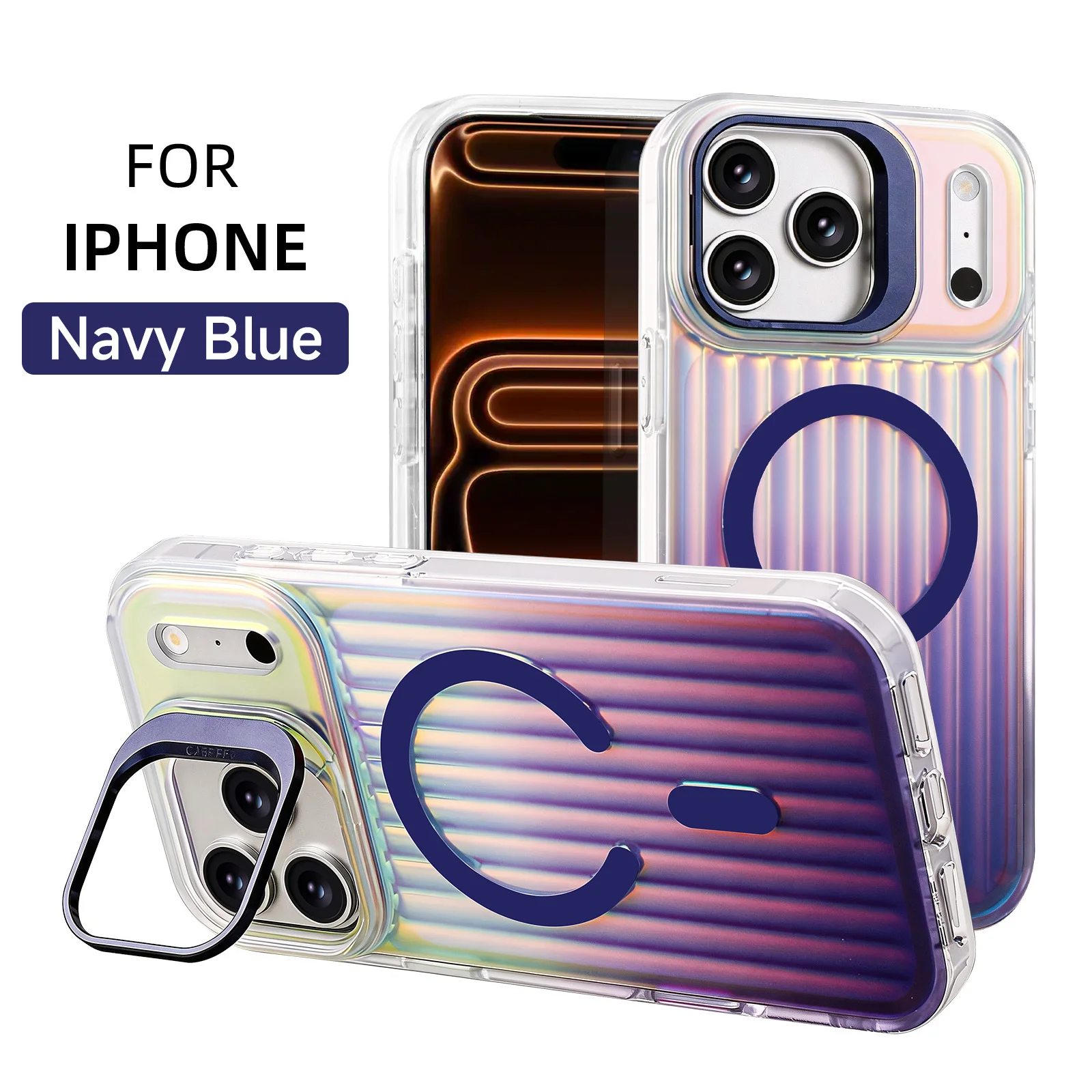Luxury Gradient Colorful Luggage-Style Shockproof Case with Laser PC Back Cover