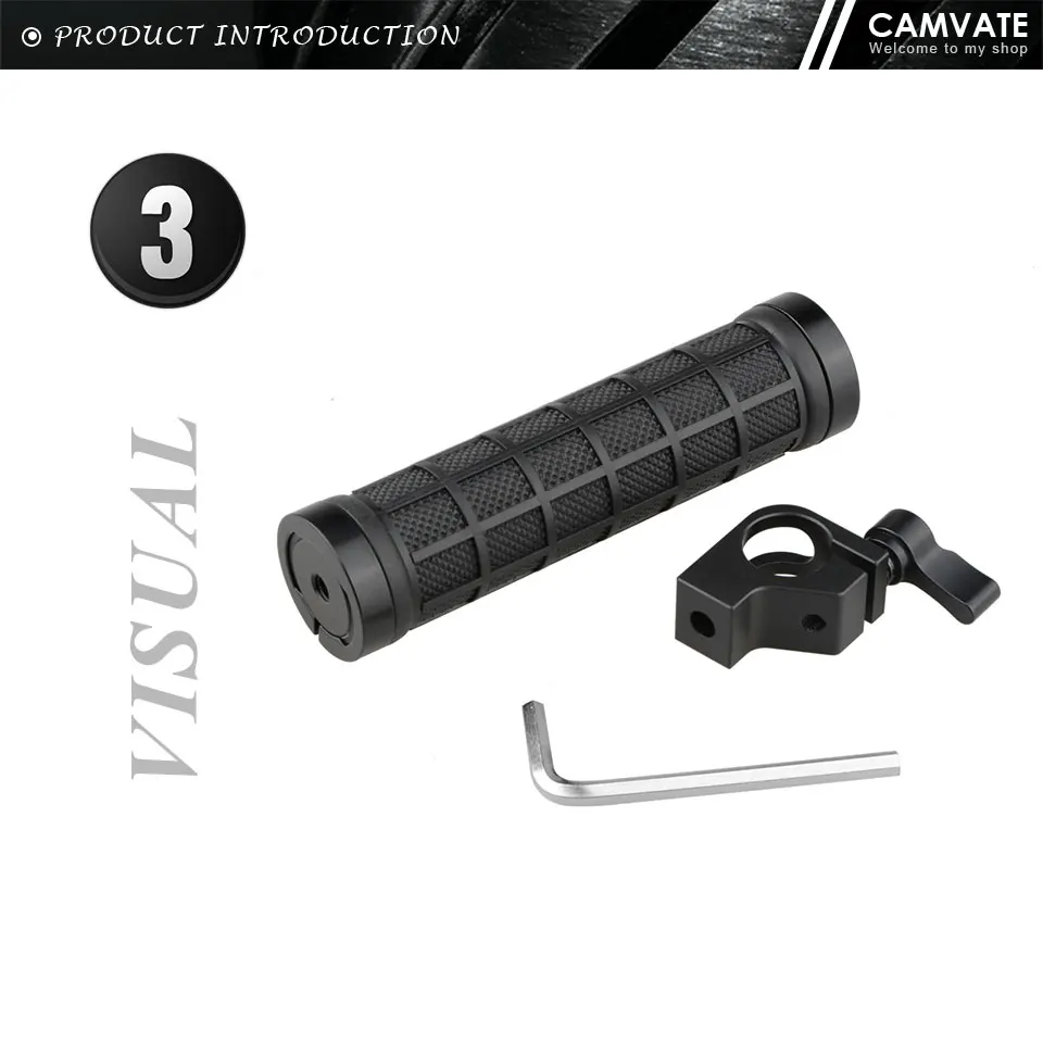 Rubber Camera Rod Handle Grip with 19mm Rod Adapter For DSLR Camera Shoulder Mou
