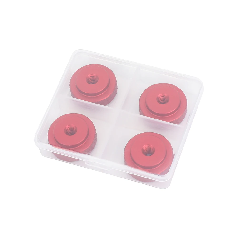 1/4"-20 Female Thumbwheel Lock Nut Adapter Red/Blak 4-Pack Screw Kit For Camera