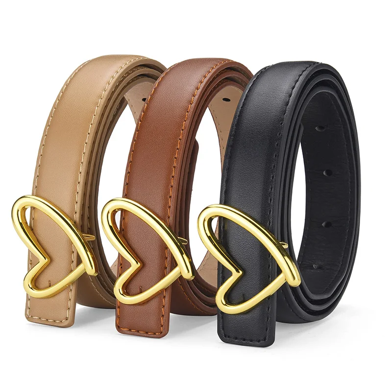 1 قطعة حزام للنساء المألوف على شكل قلب مشبك حزام الراقية بولي Leather الجلود رقيقة حزام عادية تنوعا الاتجاه الجينز السيدات حزام