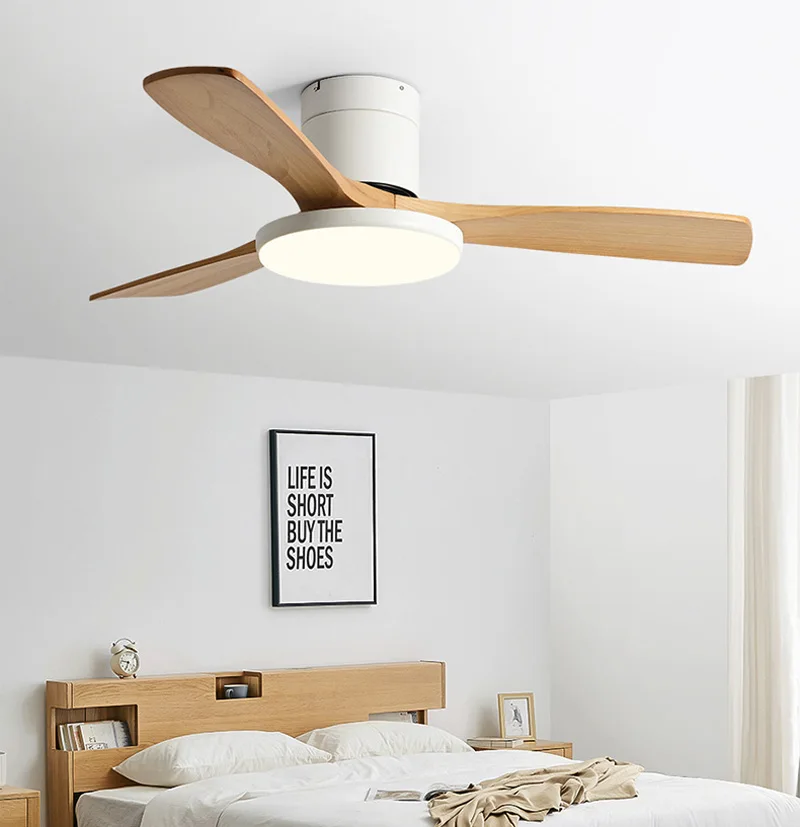 Ventilatore Da Soffitto A Incasso Con Lampada A Soffitto In Legno A Basso Profilo Leggero Con Luce A Led E Motore Reversibile Con Telecomando