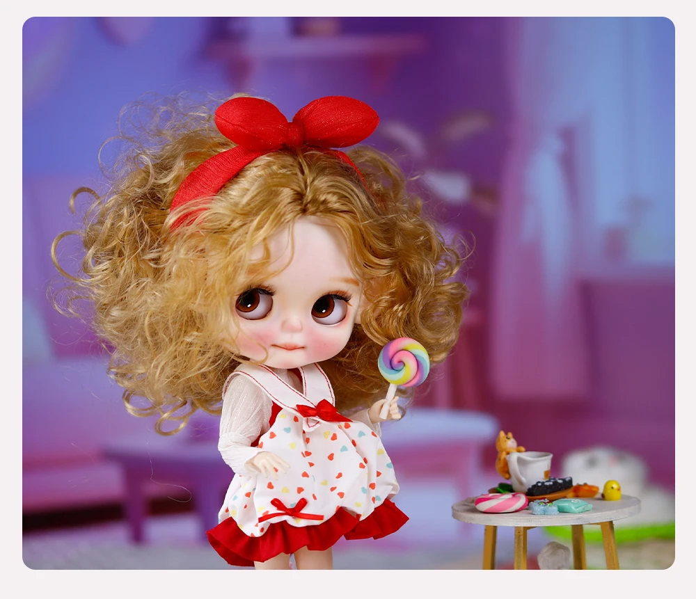 Penelope - Premium Custom Neo Blythe Doll with Blonde Hair, White Skin & Matte Cute Face 12